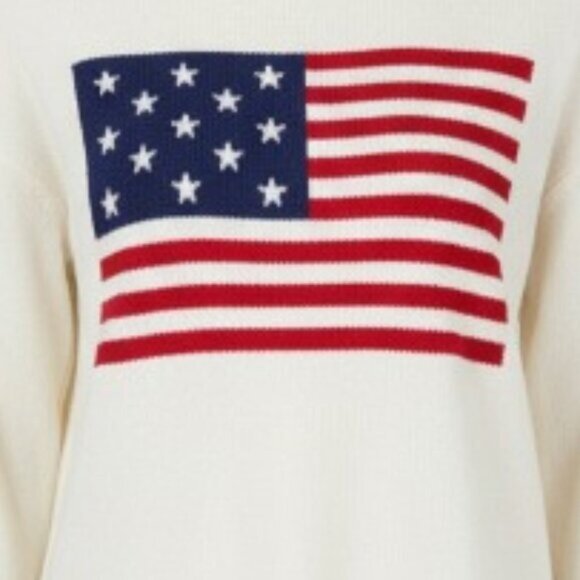 NWT Peace Love World Love Unites Us Americana Sweater Pristine Ivory M - Picture 4 of 13